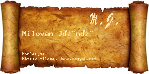 Milovan Júnó névjegykártya